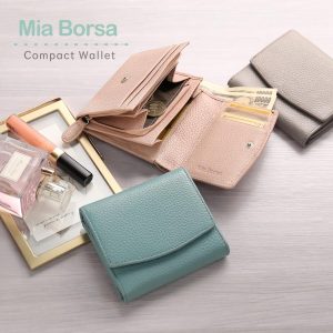 Mia Borsa 二つ折り財布 レディース 財布 本革 ブランド ミニ財布 大きめ コンパクト 折り財布 牛革 レザー フォーマル 使いやすい (07000338r)