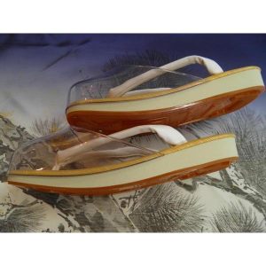 【★時雨履き雪駄M〜LLサイズ】時雨履き雪駄・男物3サイズ Κ 白鼻緒黄千葉アメゴム底 拾