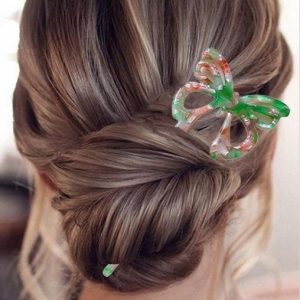 plusnao かんざし ヘアコーム U字コーム 簪 ヘアピン ヘアスティック レディース 女性 ヘアアクセサリー 蝶モチーフ べっ甲柄 マーブル調 シェル風 髪留め