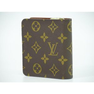 LOUIS VUITTON 本物 ルイヴィトン LV コンパクトジップ モノグラム 折財布 ブラウン M61667